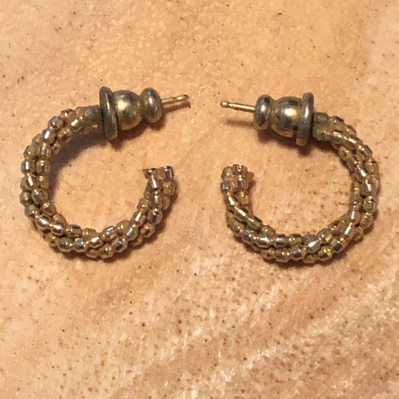 Vintage Small Pierced Gold Hoops - Picture 2 of 7